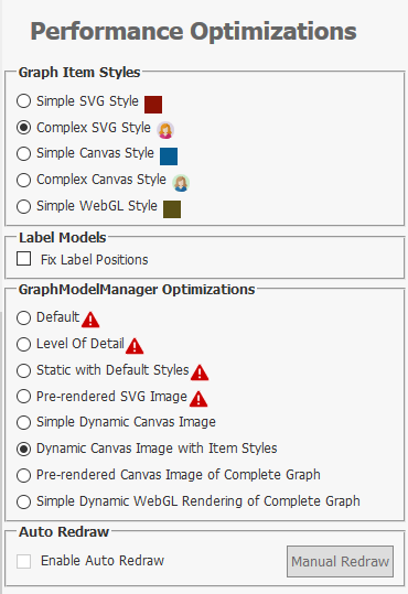 Performance Optimizations Settings Dialog