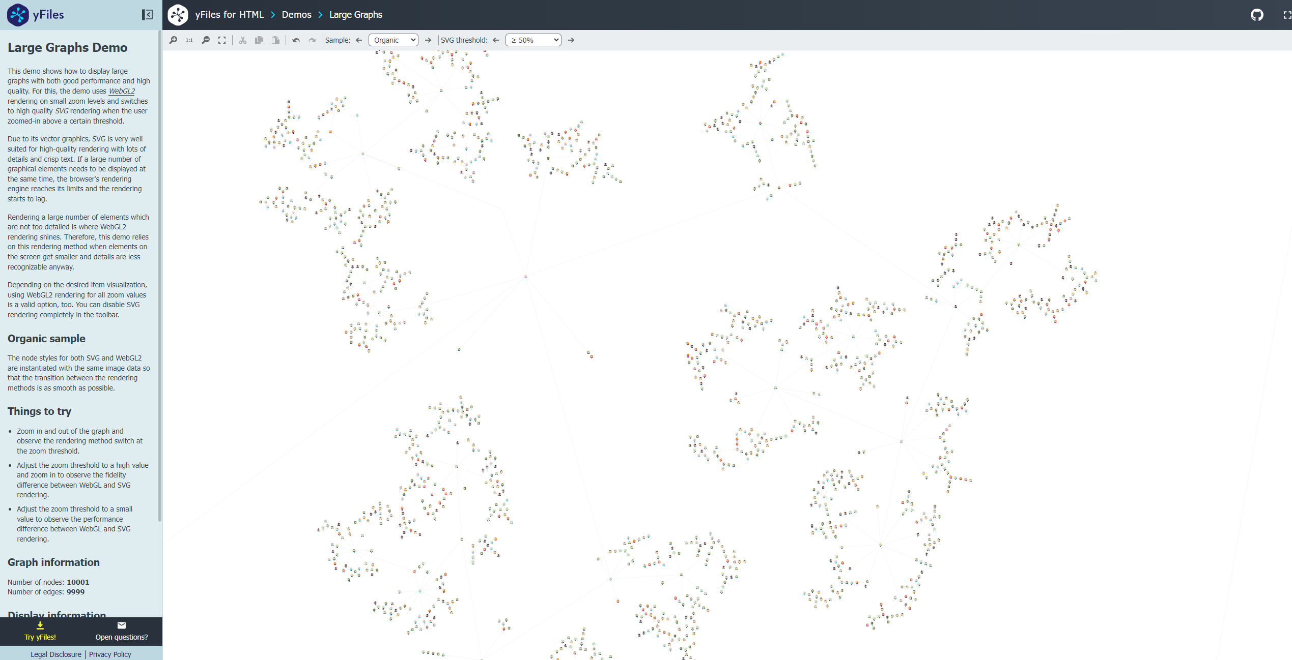 yfiles layout reactflow large graphs demo